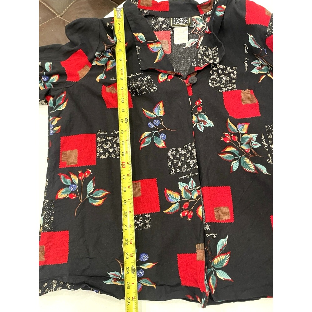 More Jazz Vintage Cardigan Top Black Fruit Size 22 Shoulder Pads 90s Grunge USA - Picture 6 of 8
